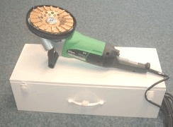Schleifmaschine mit Absaugung und Turbo Schleiftopf 180 mm